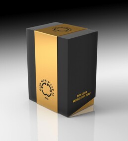 chiaroforte, packaging scatola trofeo pack con fascia regali premium fifa 2025